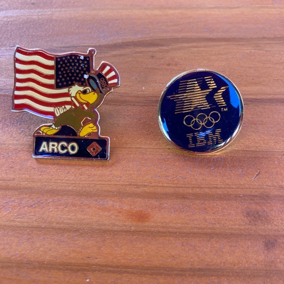 1984 Olympics Arco and IBM Los Angeles Vintage Lapel Pins